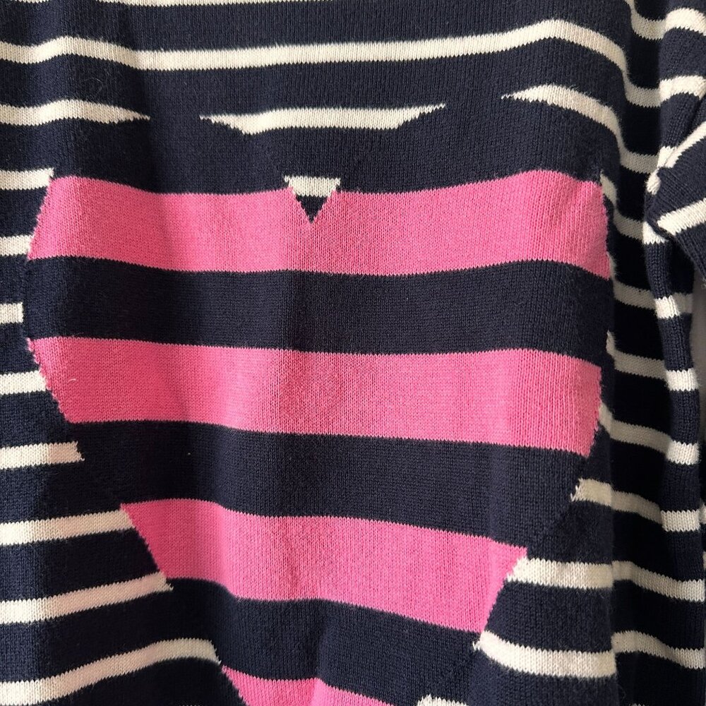 Crewcuts Navy and White Striped Heart Sweater 10 Valentine's Day Long sleeve top - Picture 4 of 6
